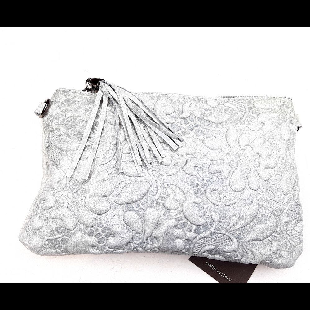 Genuine Italian  Leather Handbag- Grey